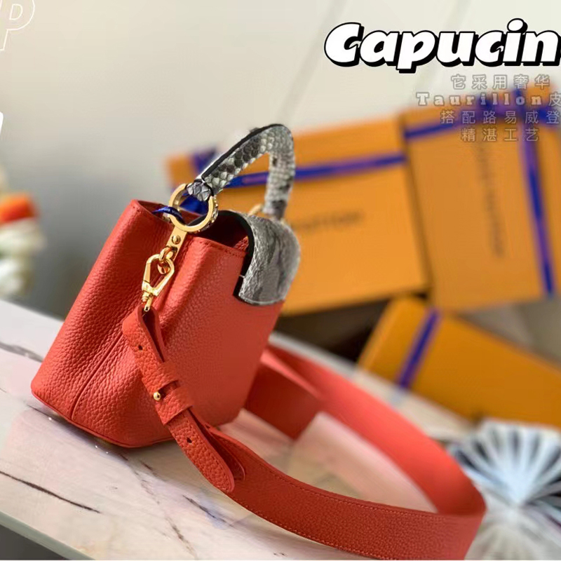 Louis Vuitton CAPUCINES MINI Taurillon Leather Bag N80007 Cornaline Orange